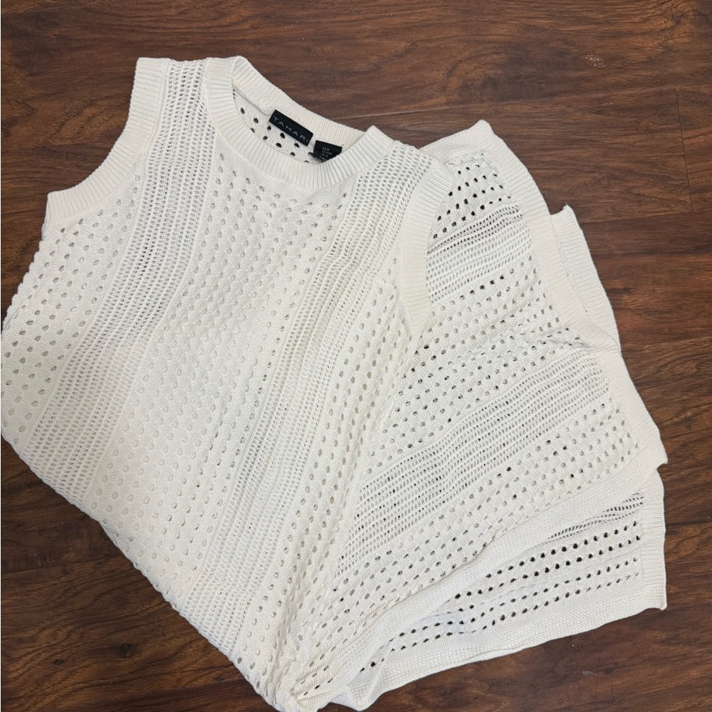 Tahari White Knit Swim Coverup